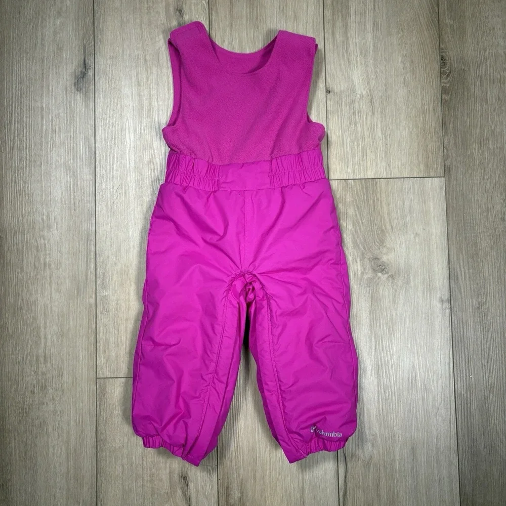 Columbia Fleece Lined Snow Suit Pants Bib Pink Girls Kids‎ Toddler 12-18M